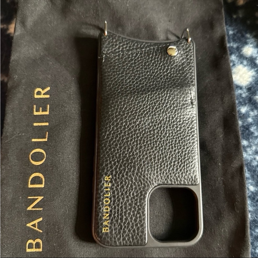 Bandolier Black Leather iPhone Case with Pebbled Finish